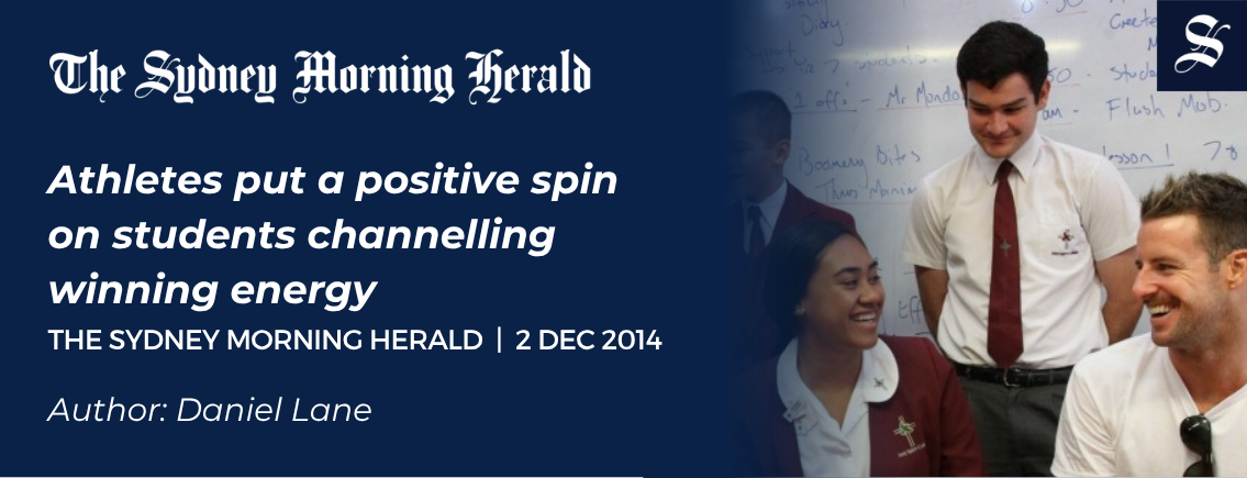 James Magnussen seated in blue Arena swimwear top — Sydney Morning Herald article, July 2014