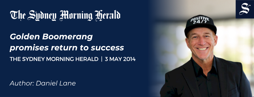 John Novak smiling in black jacket and Positive 24/7 cap — Sydney Morning Herald article, May 2014